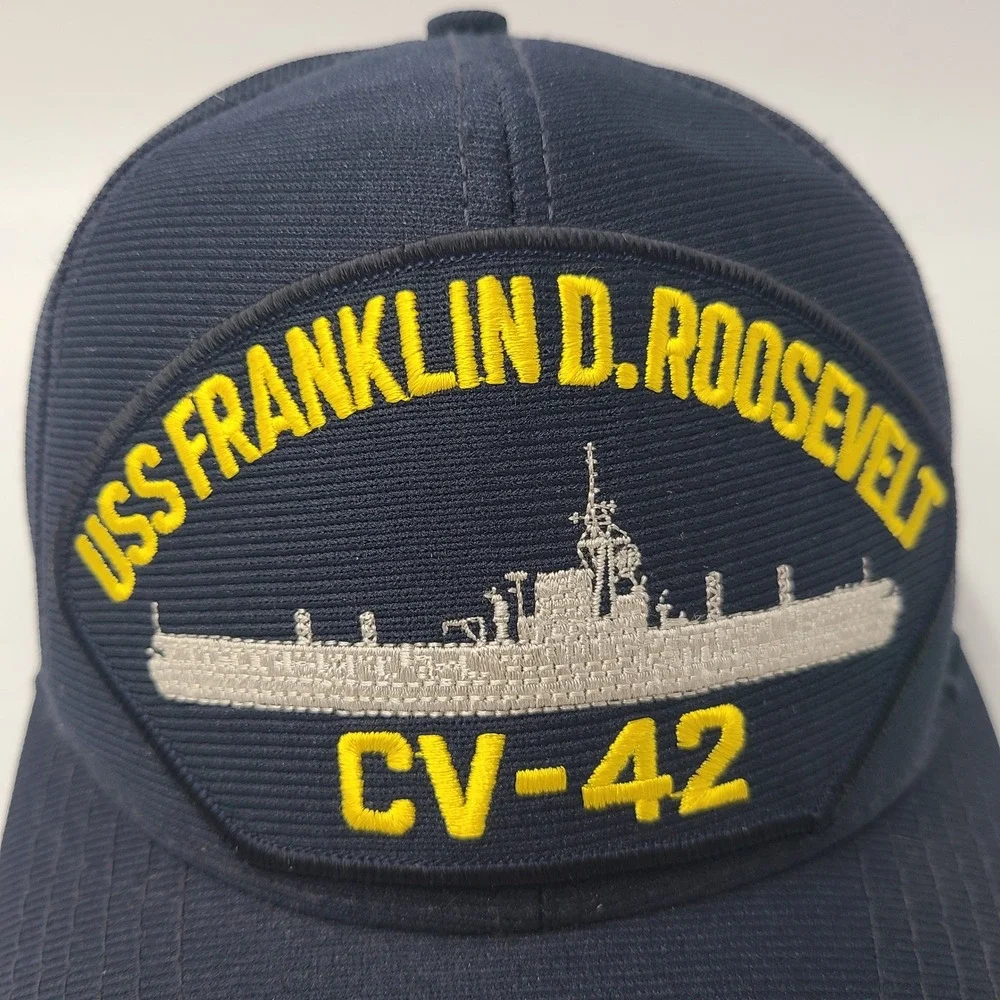 Vintage USS Franklin D Roosevelt Hat Snapback (Fits Small) Blue CV-42 US Navy